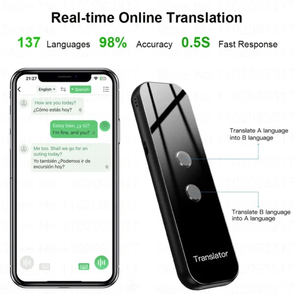 Appareil intelligent de traduction instantanée des langues, Campanvocal portable en temps réel, intelligence artificielle, Bluetooth G6, 2025 - Image 6