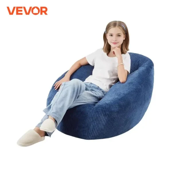 Fauteuil Paresseux Mousse à Mémoire de Forme 25D Remplie avec Housse en Velours Doux, pour Chambre, Salle de Jeux, Salon, Bleu